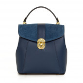 Geanta dama tip rucsac din piele naturala DiAmanti Marco Blu Scuro